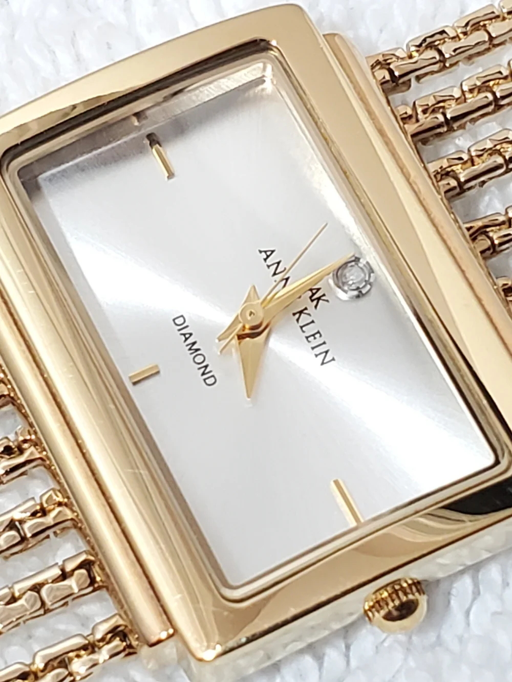 Anne Klein Watch Women's Gold Tone Multi Strand Chain Diamond Watch Silver Dial